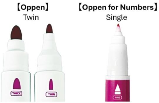 Dual tip (thick and thin) / Single tip (fine)